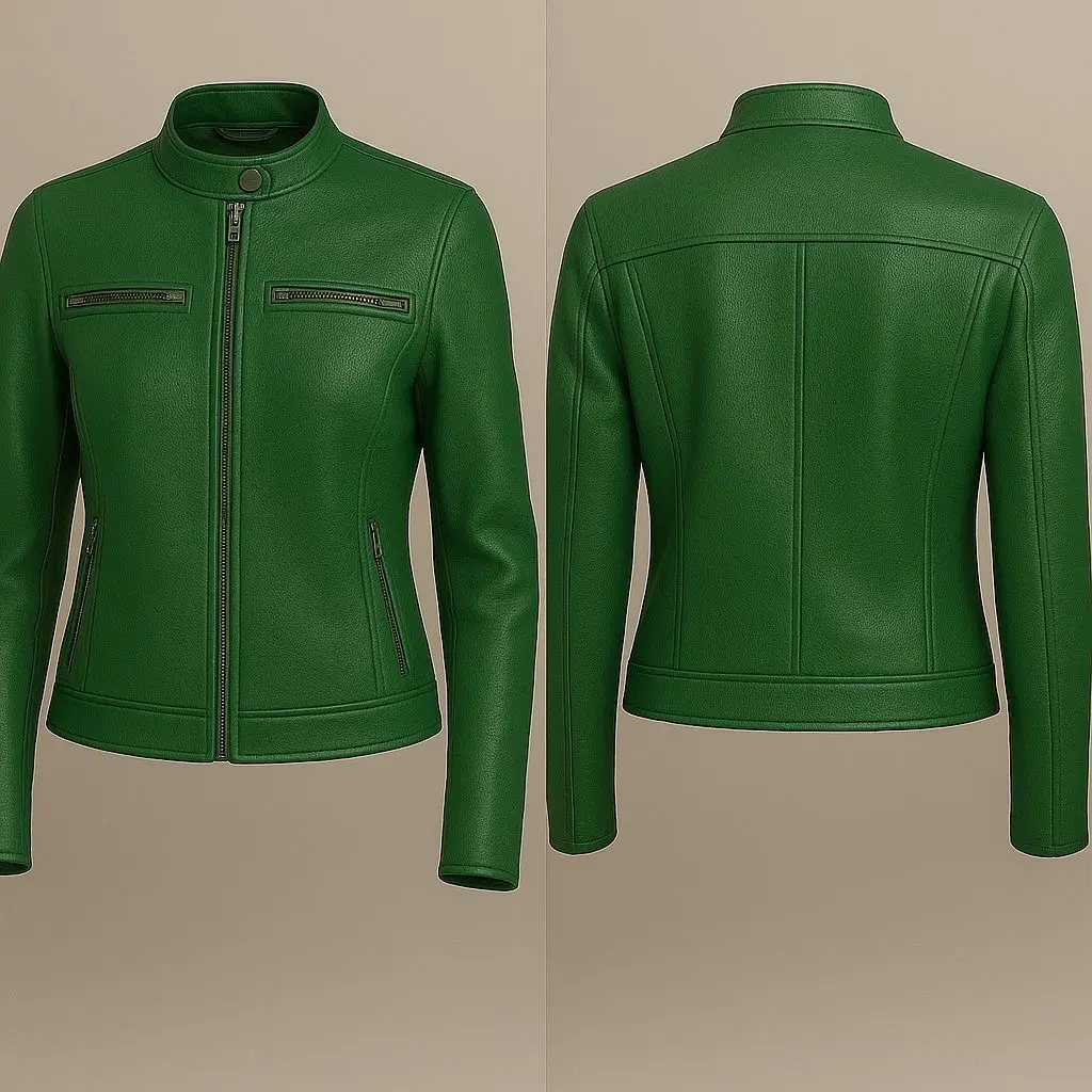 Women fashion Biker Style genuine Leather Jacket
