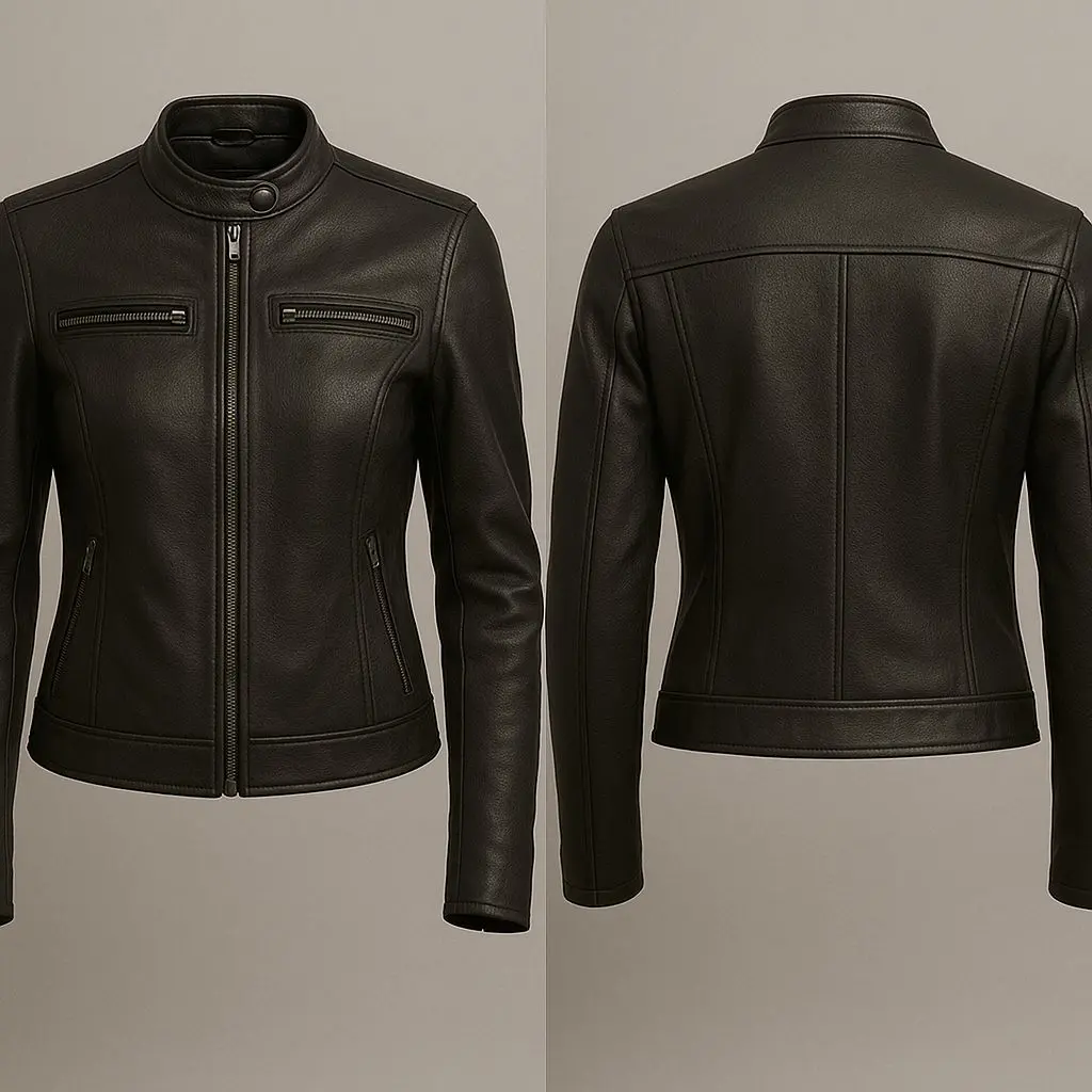 Women Fashion Biker Style Genuine Leather Jacket