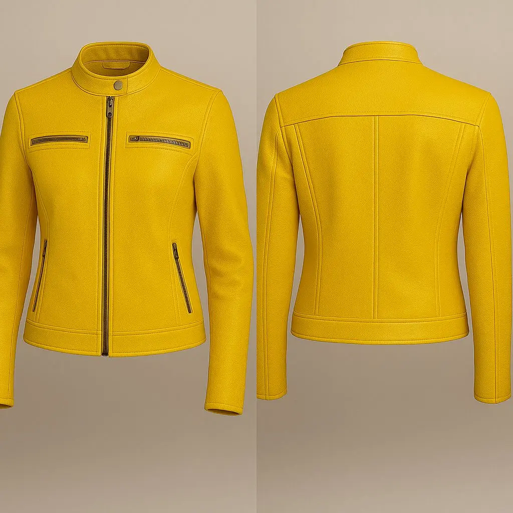 Women Fashion Biker Style Genuine Leather Jacket