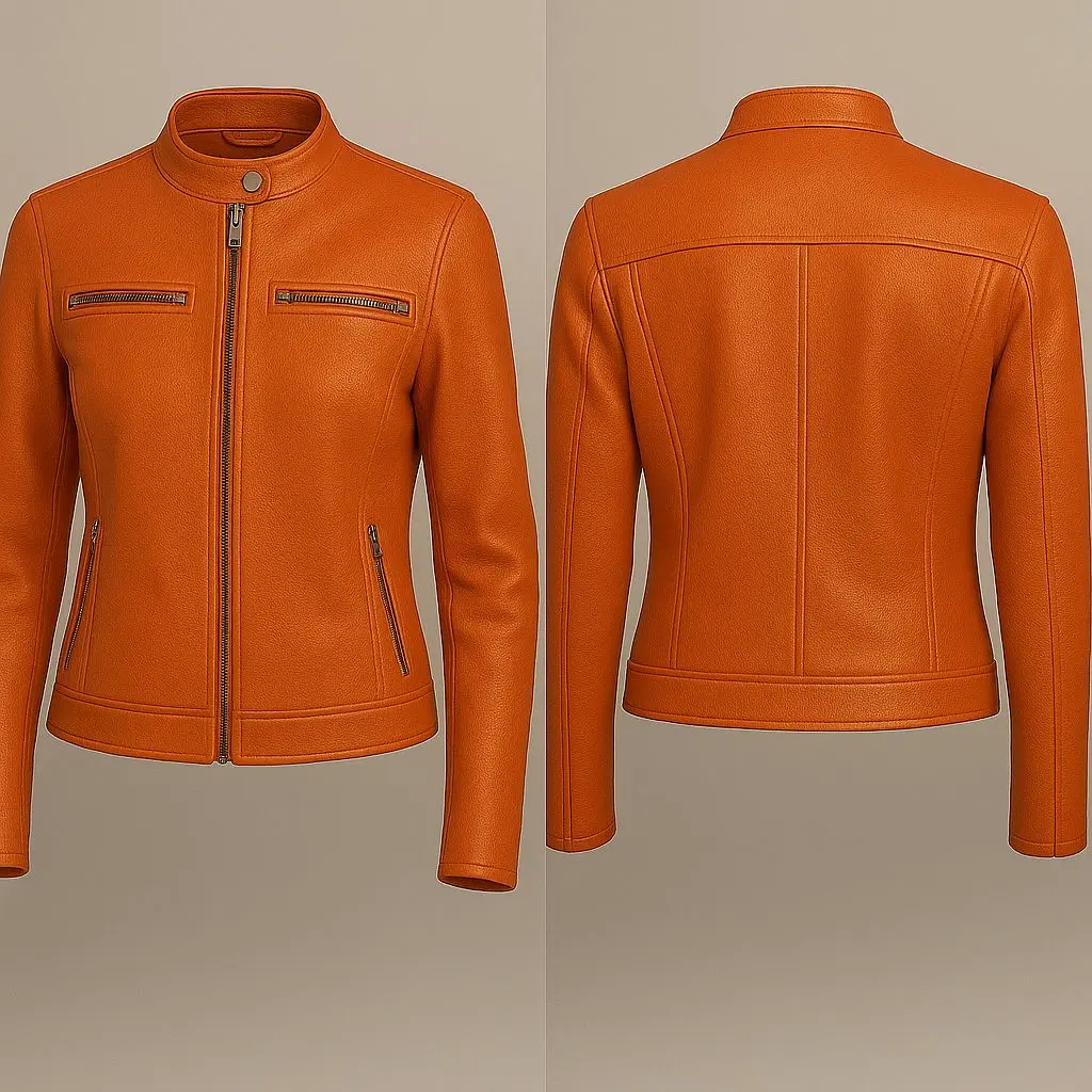 Women fashion Biker Style genuine Leather Jacket